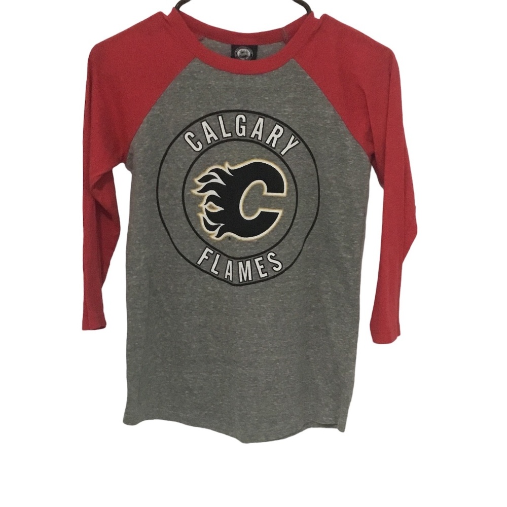 Calgary Flames NHL women’s tee, Forever21, small, 3/4 sleeves